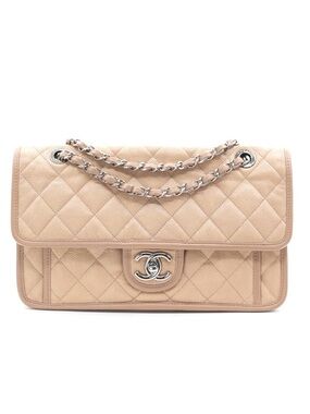 Chanel French Riviera Quilted Caviarskin Leather Medium Single Flap Bag